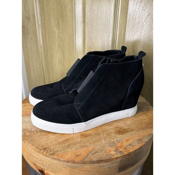 Steve Madden Black FLAVY Wedgie Wedge Sneaker Shoes 10 NWOT - Picture 1 of 9